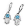 Aros Mano Fatima Con Ojo Celeste 1,5 cms.