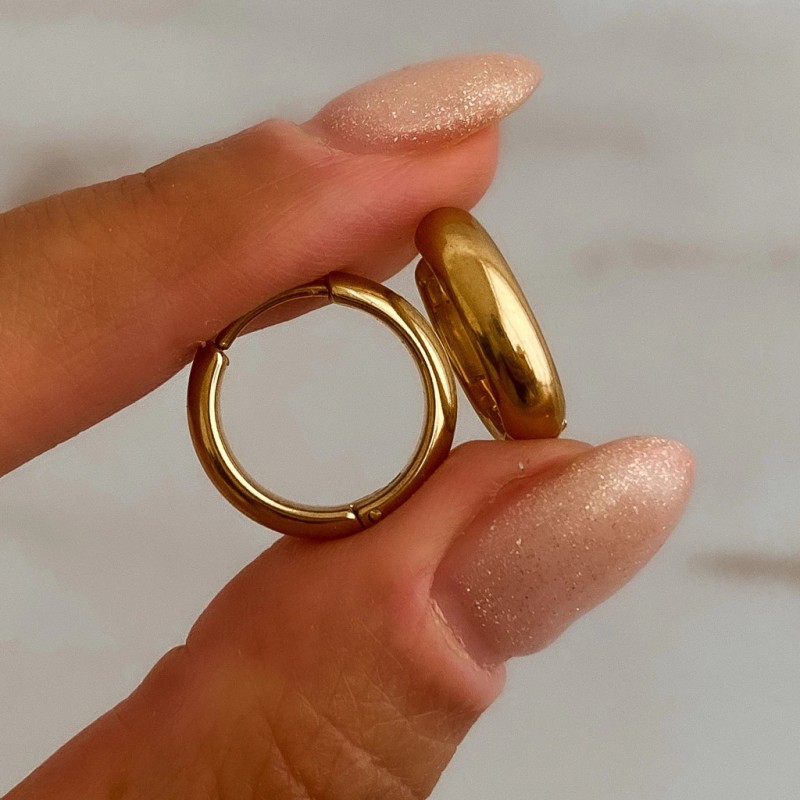 Argollas Acero Dorado 1.6 cms.