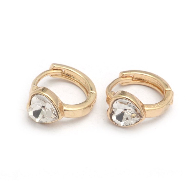 Aros Acero Dorado Cubano Italiano Corazón Cubic 1,2 cms.