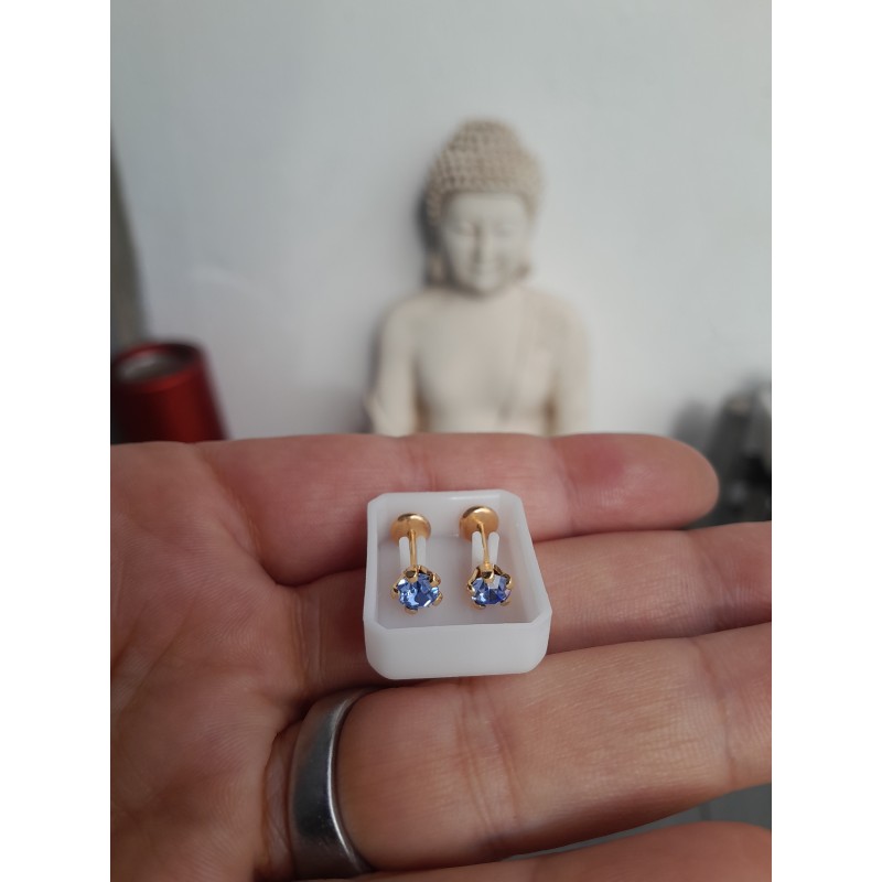 Abridor Enchapado en Oro 24K Piedra Celeste.