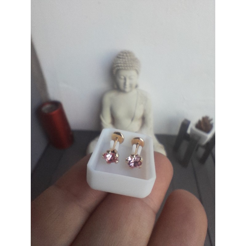 Abridor Enchapado en Oro 24K Piedra Rosa.