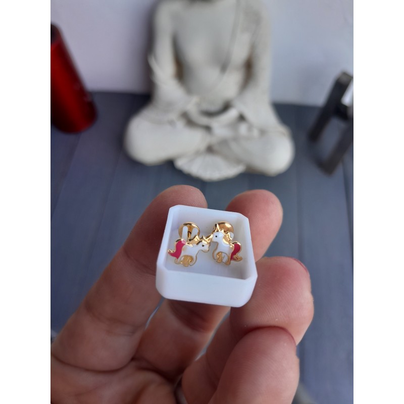 Abridor Enchapado en Oro 24K Unicornio Esmaltado.