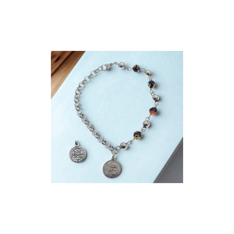Pulsera San Benito con Murano 20 cms.