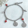 Pulsera San Benito con Bolitas Rojas 18 + 3 Cms.